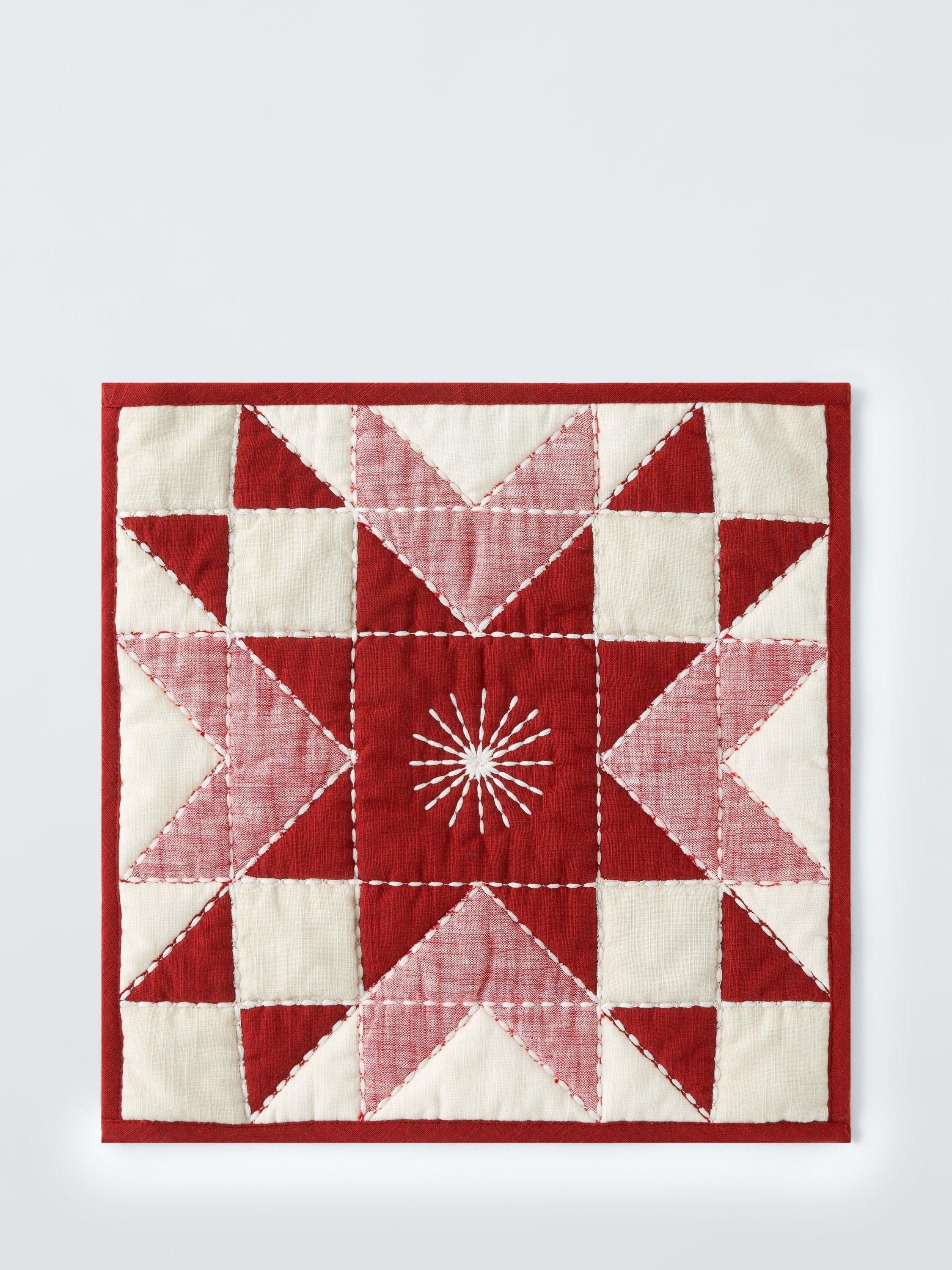 John Lewis Star Quilted Cotton Placemat, Red