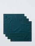 John Lewis Velvet Trim Cotton Napkin, Set of 4, Green