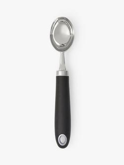 John Lewis Soft Grip Handle Stainless Steel Ice Cream Scoop, Silver/Black, Silver And Black