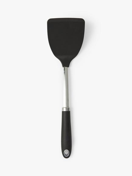 John Lewis Soft Grip Handle Nylon Solid Turner, Silver/Black, Silver And Black