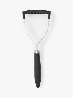 John Lewis Soft Grip Handle Nylon Potato Masher, Silver/Black, Silver And Black