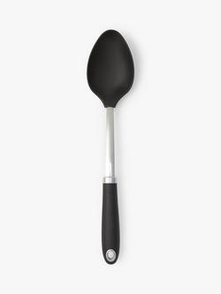 John Lewis Soft Grip Handle Nylon Solid Spoon, Silver/Black, Silver And Black