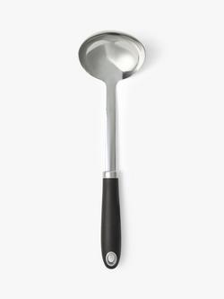 John Lewis Soft Grip Handle Stainless Steel Ladle, Silver/Black, Silver And Black