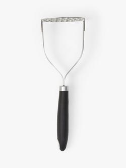 John Lewis Soft Grip Handle Stainless Steel Potato Masher, Silver/Black, Silver And Black