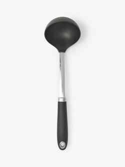 John Lewis Soft Grip Handle Nylon Ladle, Silver/Black, Silver And Black