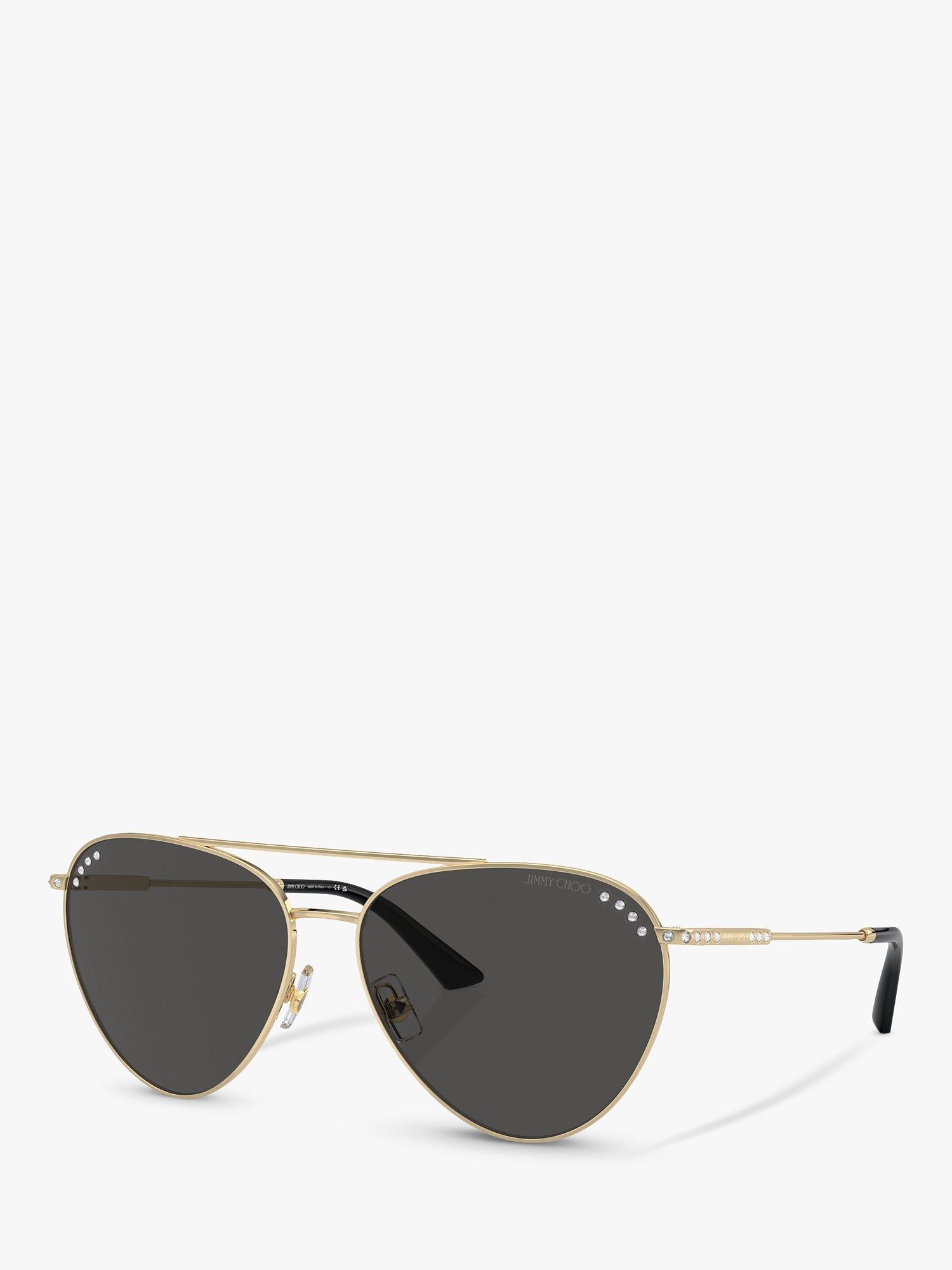 Product image 1 of 5, which shows Jimmy Choo JC4002B Women's Aviator Sunglasses, Pale Gold/Grey