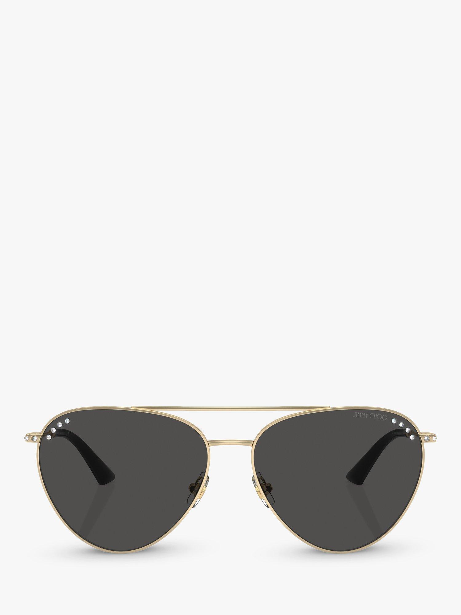 Product image 2 of 5, which shows Jimmy Choo JC4002B Women's Aviator Sunglasses, Pale Gold/Grey