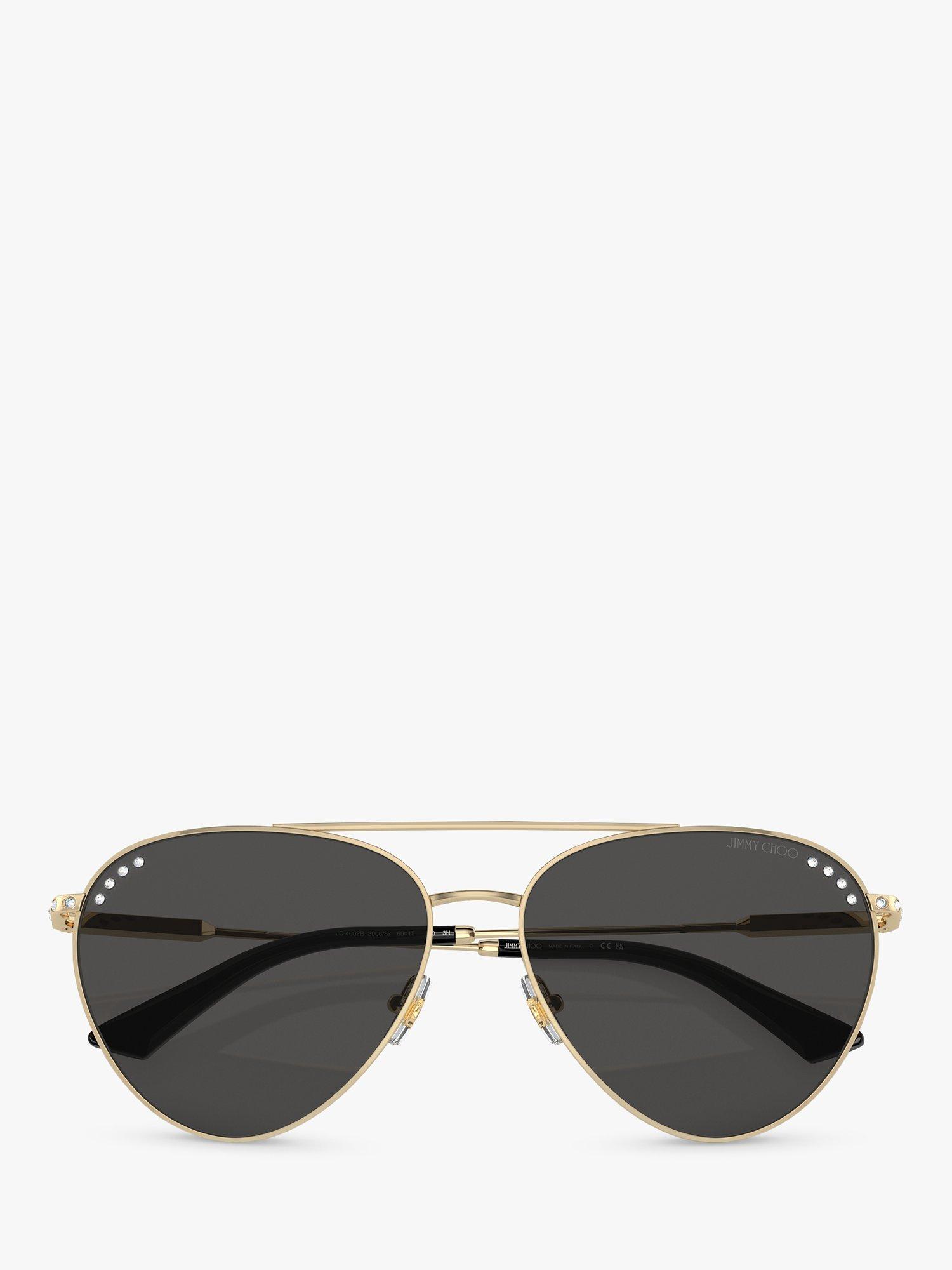 Product image 5 of 5, which shows Jimmy Choo JC4002B Women's Aviator Sunglasses, Pale Gold/Grey