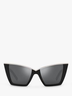 Yves Saint Laurent YS000435 Women's Cat Eye Sunglasses - view 2, Black/Silver