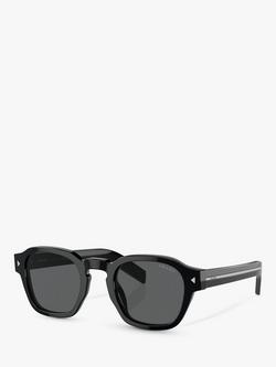 Prada PR A16S Men's D-Frame Sunglasses, Black/Grey, Black/Grey