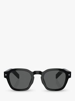 Prada PR A16S Men's D-Frame Sunglasses, Black/Grey - view 2, Black/Grey
