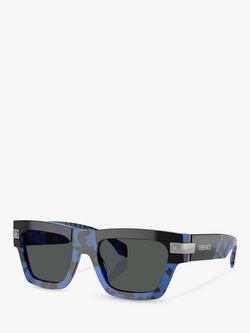 Versace VE4464 Men's Square Sunglasses, Havana Blue/Grey, Havana Blue/Grey