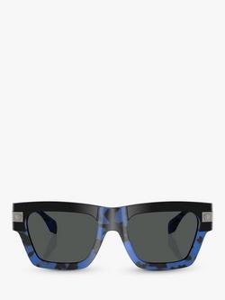 Versace VE4464 Men's Square Sunglasses, Havana Blue/Grey - view 2, Havana Blue/Grey