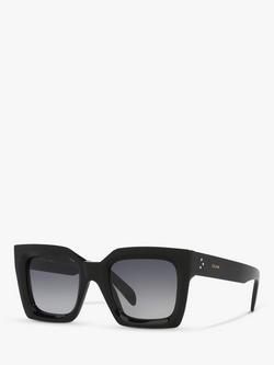 Celine CL000245 Women's Rectnagular Sunglasses, Black, Black