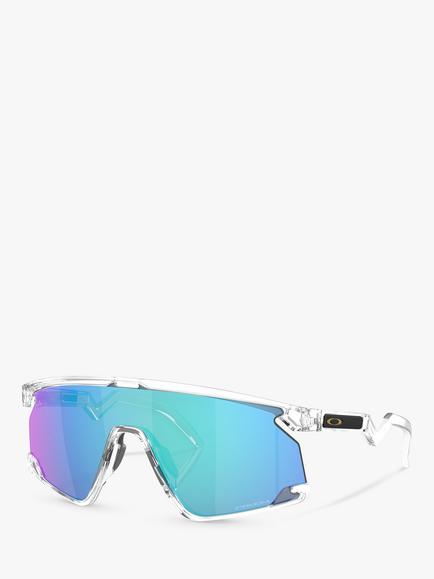 Oakley OO9280 Unisex Wrap Sunglasses, Clear/Mirror Blue, Clear/Mirror Blue
