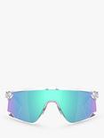 Oakley OO9280 Unisex Wrap Sunglasses, Clear/Mirror Blue