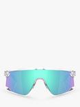 Oakley OO9280 Unisex Wrap Sunglasses, Clear/Mirror Blue