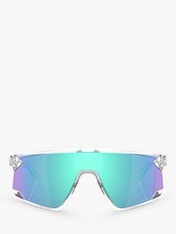 Oakley OO9280 Unisex Wrap Sunglasses, Clear/Mirror Blue - view 2, Clear/Mirror Blue