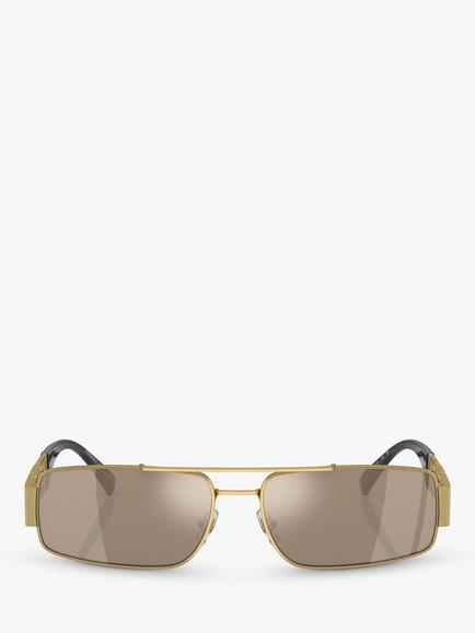 Versace VE2257 Men's Rectangular Sunglasses, Gold - view 2, Gold