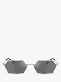 Ray-Ban RB3728 Unisex Yevi Hexagonal Sunglasses, Light Gold/Mirror Grey - view 2, Light Gold/Mirror Grey