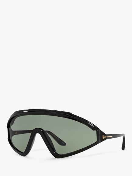 TOM FORD TR001754 Men's Lorna Wrap Sunglasses, Black/Grey, Black/Grey