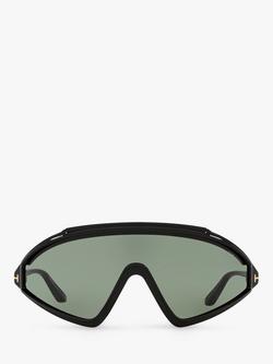 TOM FORD TR001754 Men's Lorna Wrap Sunglasses, Black/Grey - view 2, Black/Grey