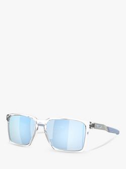 Oakley OO9483 Polarised Rectangular Sunglasses, Polished Clear, Polished Clear