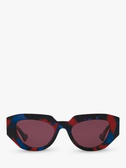 Gucci GG1421S Women's Oval Sunglasses - view 2, Multi/Red