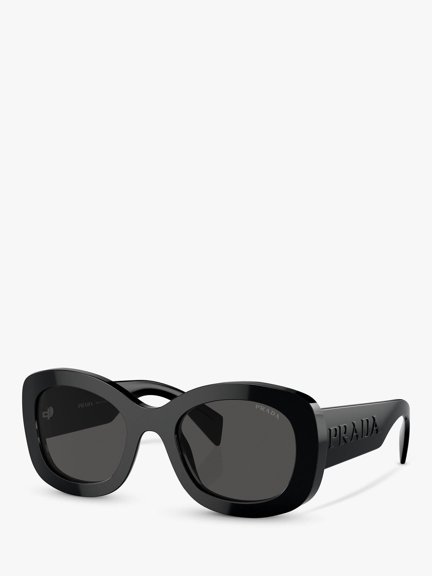 Prada PR A13S Women's Round Sunglasses, Black/Grey