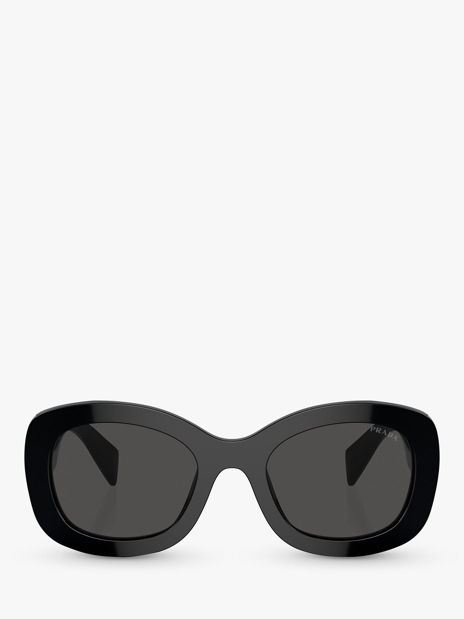 Prada PR A13S Women's Round Sunglasses, Black/Grey