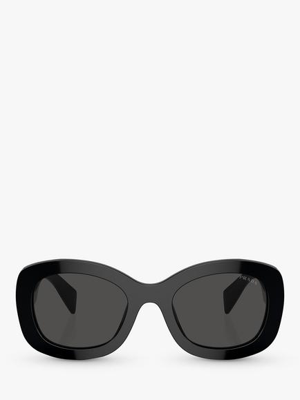 Prada PR A13S Women's Round Sunglasses - view 2, Black/Grey