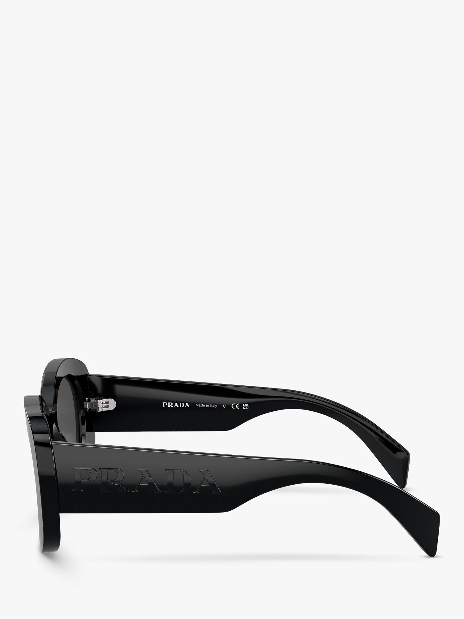 Prada PR A13S Women's Round Sunglasses, Black/Grey