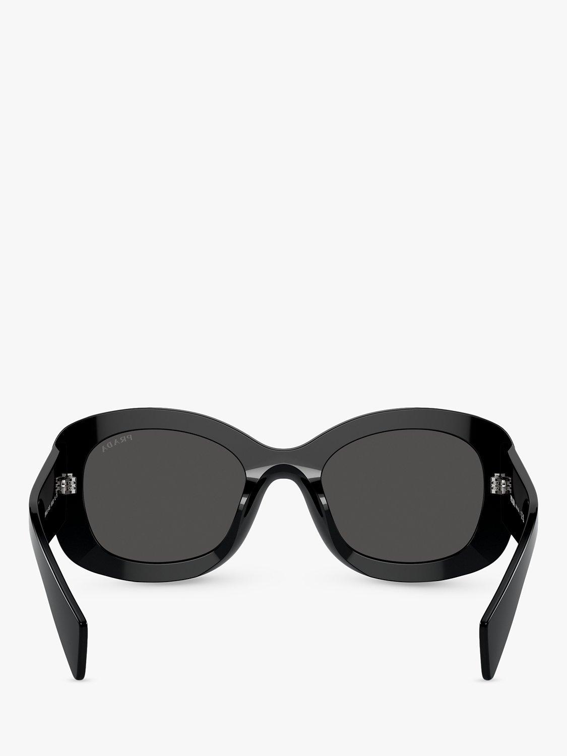 Prada PR A13S Women's Round Sunglasses, Black/Grey