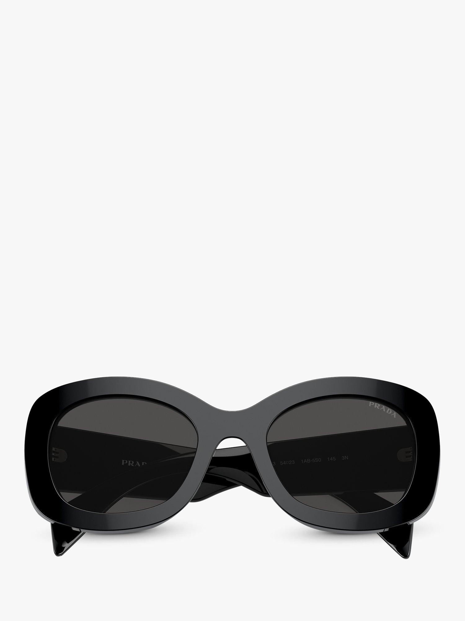 Prada PR A13S Women's Round Sunglasses, Black/Grey