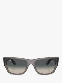 Ray-Ban RB0947S Unisex Rectangular Sunglasses, Opal Dark Grey/Grey Gradient - view 2, Opal Dark Grey/Grey Gradient