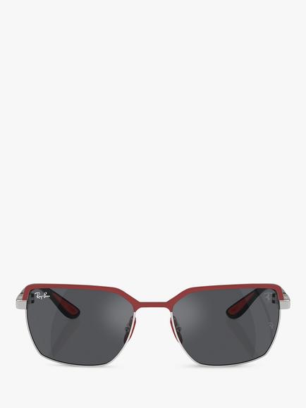 Ray-Ban RB3743M Scuderia Ferrari Men's Rectangular Sunglasses - view 2, Red On Gunmetal/Grey