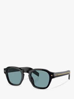 Prada PR A16S Men's Phantos Polarised Sunglasses, Black/Green, Black/Green