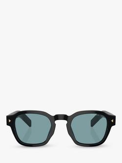 Prada PR A16S Men's Phantos Polarised Sunglasses, Black/Green - view 2, Black/Green