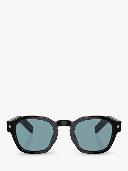 Prada PR A16S Men's Phantos Polarised Sunglasses, Black/Green - view 2, Black/Green