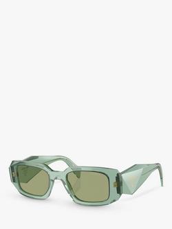 Prada PR 17WS Women's Rectangular Sunglasses, Transparent Sage