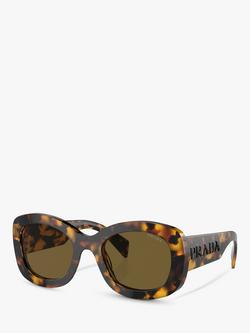 Prada PR A13S Women's Round Sunglasses, Honey Tortoise/Brown