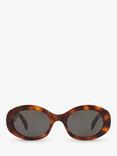 Celine CL40194U Women's Oval Sunglasses, Tortoise Blonde/Grey