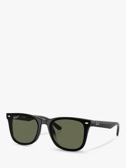 Ray-Ban RB4420 Men's Polarised Rectangular Sunglasses, Black, Black