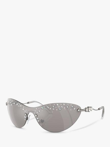 Swarovski SK7023 Women's Wrap Sunglasses, Gunmetal