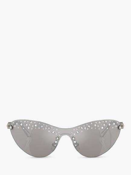 Swarovski SK7023 Women's Wrap Sunglasses - view 2, Gunmetal