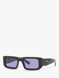 Prada PR 06YS Men's Rectangular Sunglasses, Black/Purple, Black/Purple