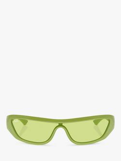 Ray-Ban RB4431 Unisex Xan Wrap Sunglasses, Apple Green - view 2, Apple Green