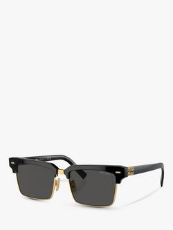 Miu Miu MU10ZS Women's Rectangular Sunglasses, Black/Gold, Black/Gold