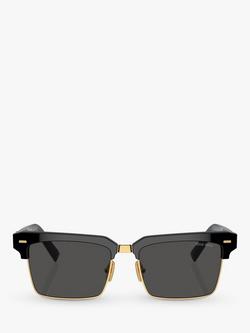 Miu Miu MU10ZS Women's Rectangular Sunglasses, Black/Gold - view 2, Black/Gold