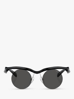 Prada PR A24S Women's Round Sunglasses, Black - view 2, Black